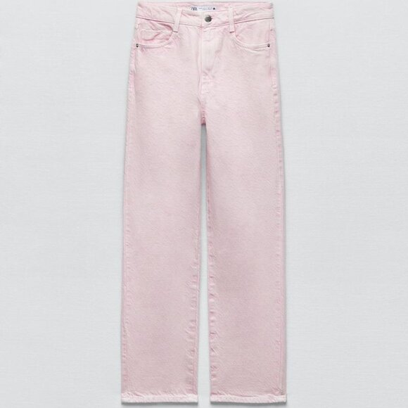 Zara Denim - ZARA HIGH RISE STRAIGHT LEG JEANS FADED PINK 28 (US6)